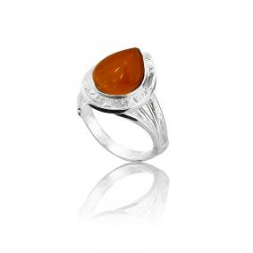 Серебряное кольцо Дарвин 920041321aa-ск с янтарём 920041321aa-ск фото
