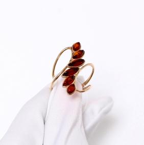 Кольцо из золочёного серебра Дарвин 920042076aa-к с янтарём 920042076aa-к фото