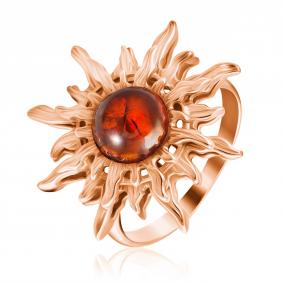 Кольцо из золочёного серебра Дарвин 920042100aa-к с янтарём 920042100aa-к фото