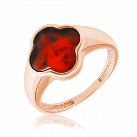 Кольцо из золочёного серебра Дарвин 920042118da-к с янтарём 920042118da-к фото