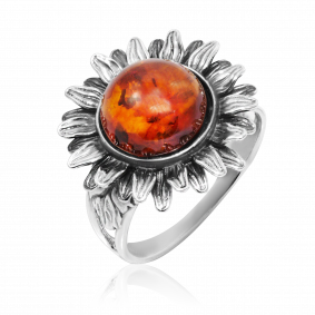 Серебряное кольцо Дарвин 920044549aa-к с янтарём 920044549aa-к фото