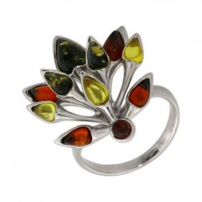 Серебряное кольцо Дарвин 920061080AA-микс с янтарём 920061080AA-микс фото