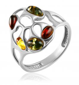 Серебряное кольцо Дарвин 920061148aa-микс с янтарём 920061148aa-микс фото