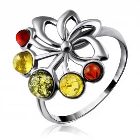 Серебряное кольцо Дарвин 920061335AA-микс с янтарём 920061335AA-микс фото
