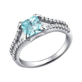 Серебряное кольцо SOKOLOV 92010900 с топазом и фианитом 92010900 фото