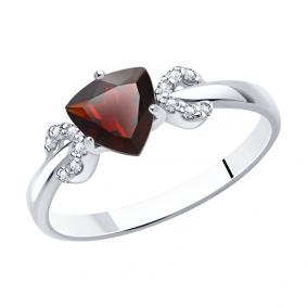 Серебряное кольцо SOKOLOV 92011040 с фианитом и гранатом 92011040 фото