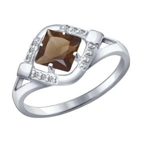 Серебряное кольцо SOKOLOV 92011085 с фианитом и раухтопазом 92011085 фото