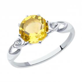 Серебряное кольцо SOKOLOV 92011089-91 с фианитом и цитрином 92011089-91 фото
