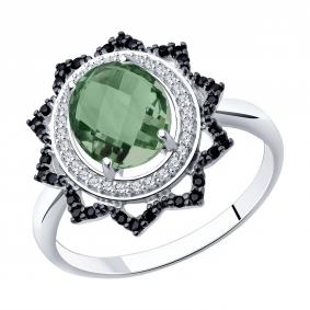 Серебряное кольцо SOKOLOV 92011278 с фианитом и кварцем 92011278 фото