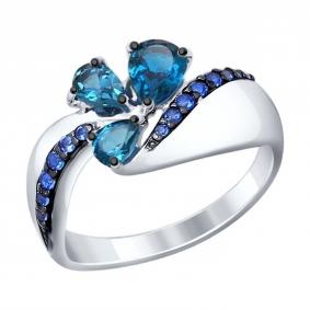 Серебряное кольцо SOKOLOV 92011287 с фианитом и Лондон топазом 92011287 фото