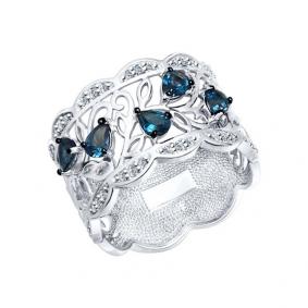 Серебряное кольцо SOKOLOV 92011315 с фианитом и Лондон топазом 92011315 фото