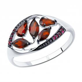 Серебряное кольцо SOKOLOV 92011348 с гранатом и рубиновым корундом 92011348 фото