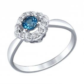 Серебряное кольцо SOKOLOV 92011387 с фианитом и Лондон топазом 92011387 фото