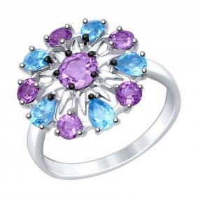 Серебряное кольцо SOKOLOV 92011410 с топазом и аметистом 92011410 фото