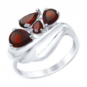 Серебряное кольцо SOKOLOV 92011443 с гранатом 92011443 фото