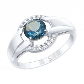 Серебряное кольцо SOKOLOV 92011569 с фианитом и Лондон топазом 92011569 фото