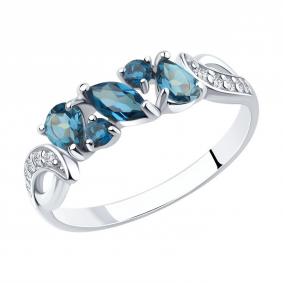 Серебряное кольцо SOKOLOV 92011591-91 с фианитом и Лондон топазом 92011591-91 фото