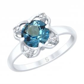 Серебряное кольцо SOKOLOV 92011734 с фианитом и Лондон топазом 92011734 фото