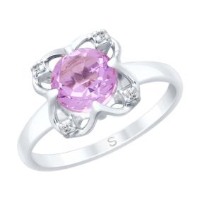 Серебряное кольцо SOKOLOV 92011736 с фианитом и аметистом 92011736 фото