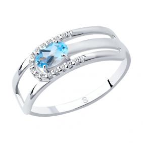 Серебряное кольцо SOKOLOV 92011741 с топазом и фианитом 92011741 фото