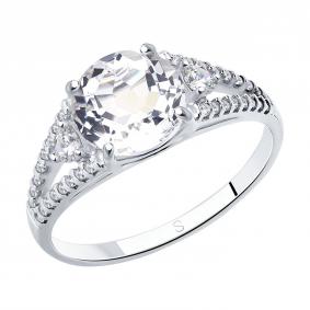 Серебряное кольцо SOKOLOV 92011747 с фианитом и горным хрусталём 92011747 фото