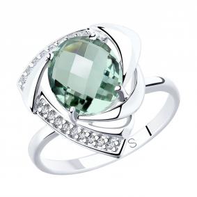 Серебряное кольцо SOKOLOV 92011772 с фианитом и кварцем 92011772 фото