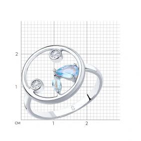 Серебряное кольцо SOKOLOV 92011871 с топазом и фианитом 92011871 фото