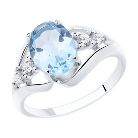 Серебряное кольцо SOKOLOV 92011934 с топазом и фианитом 92011934 фото