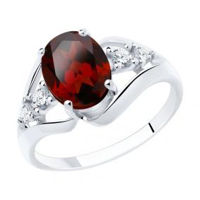 Серебряное кольцо SOKOLOV 92011935 с фианитом и гранатом 92011935 фото