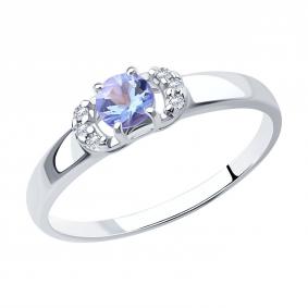 Серебряное кольцо SOKOLOV 92011991 с фианитом и танзанитом 92011991 фото