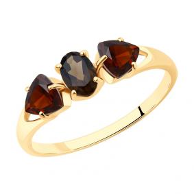 Кольцо из золочёного серебра SOKOLOV 92012036 с гранатом и раухтопазом 92012036 фото