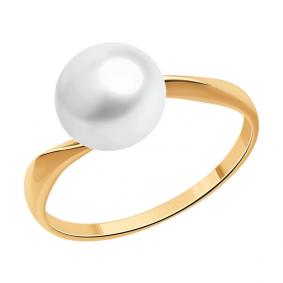 Кольцо из золочёного серебра SOKOLOV 92012145 с жемчугом 92012145 фото