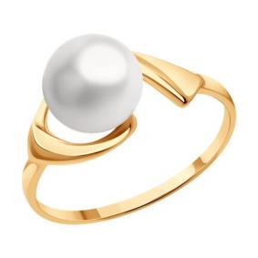 Кольцо из золочёного серебра SOKOLOV 92012171 с жемчугом 92012171 фото