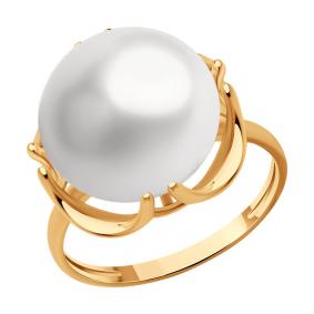 Кольцо из золочёного серебра SOKOLOV 92014176 с жемчугом 92014176 фото