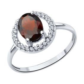 Серебряное кольцо SOKOLOV 92014193 с фианитом и гранатом 92014193 фото