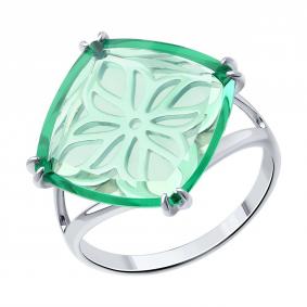 Серебряное кольцо SOKOLOV с ситаллом цвета Цаворит 92014281 92014281 фото