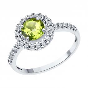 Серебряное кольцо SOKOLOV 92014324-91 с фианитом и хризолитом 92014324-91 фото