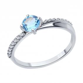 Серебряное кольцо SOKOLOV 92014326-91 с топазом и фианитом 92014326-91 фото