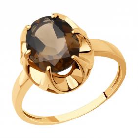 Кольцо из золочёного серебра SOKOLOV 92014343 с раухтопазом 92014343 фото