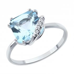 Серебряное кольцо SOKOLOV 92014422-91 с топазом и фианитом 92014422-91 фото