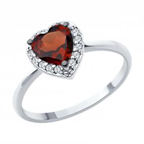 Серебряное кольцо SOKOLOV 92014437-91 с фианитом и гранатом 92014437-91 фото