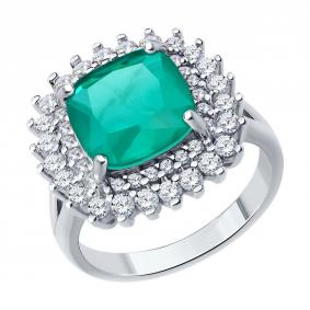 Серебряное кольцо SOKOLOV 92014482-91 с фианитом и ситаллом 92014482-91 фото