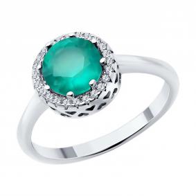 Серебряное кольцо SOKOLOV 92014483-91 с фианитом и ситаллом 92014483-91 фото