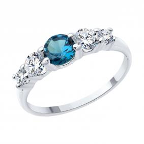 Серебряное кольцо SOKOLOV 92014538 с фианитом и Лондон топазом 92014538 фото