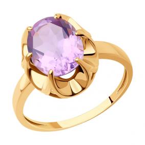 Кольцо из золочёного серебра SOKOLOV 92014577 с аметистом 92014577 фото