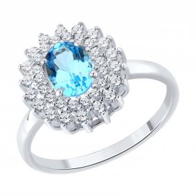 Серебряное кольцо SOKOLOV 92014613 с топазом и фианитом 92014613 фото