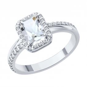 Серебряное кольцо SOKOLOV 92014693 с фианитом и горным хрусталём 92014693 фото