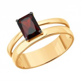 Кольцо из золочёного серебра SOKOLOV 92014722 с гранатом 92014722 фото