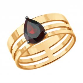 Кольцо из золочёного серебра SOKOLOV 92014726 с гранатом 92014726 фото