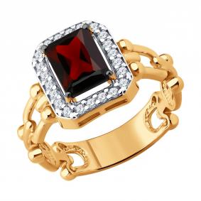 Серебряное кольцо SOKOLOV 92014750 с фианитом и гранатом 92014750 фото